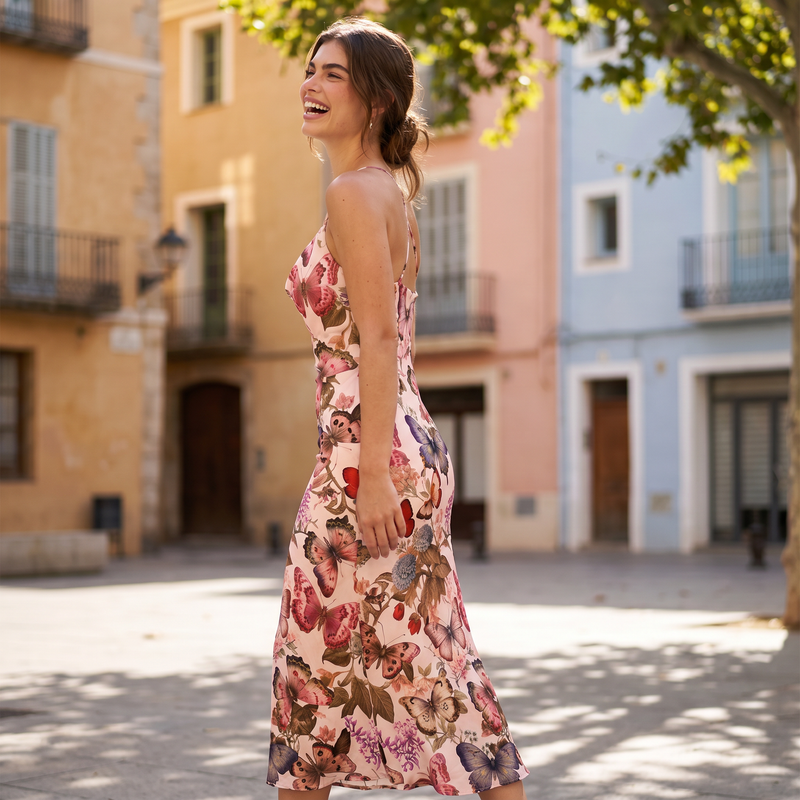 Mariposa Butterfly Slip Midi — lifestyle