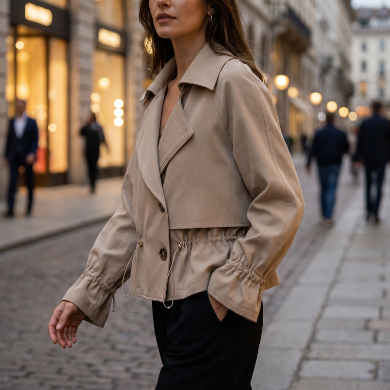 Hartley Cropped Trench Jacket — lifestyle