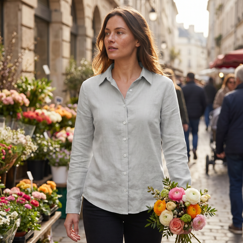 Faye Button Lapel Blouse — lifestyle