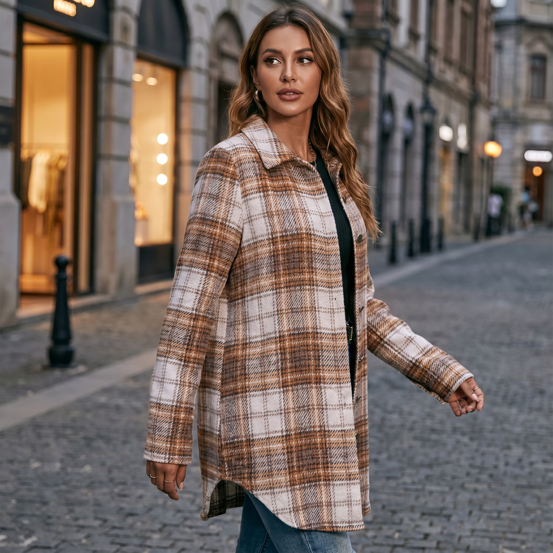 Giselle Plaid Shirt Jacket — lifestyle