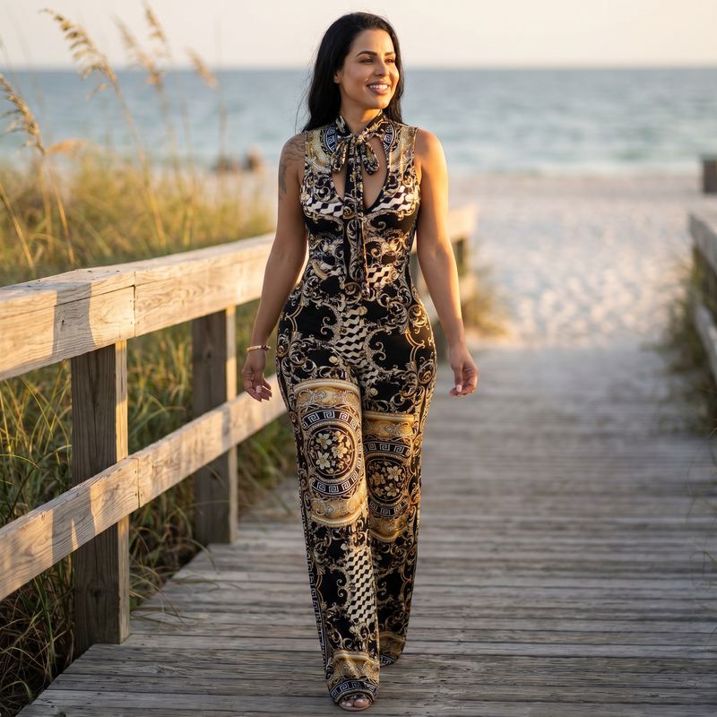Mila Printed Sleeveless Jumpsuit — lifestyle
