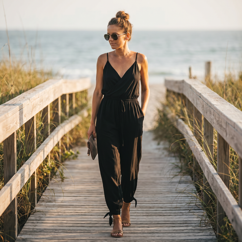 Lila Floral Strap Romper — lifestyle