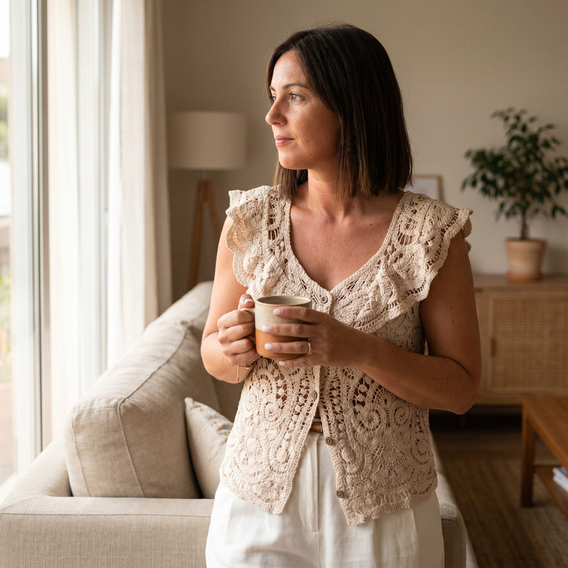 Crochet Lace Button Up Cardigan — lifestyle
