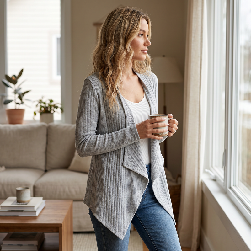 Casual Knit Open Front Cardigan — lifestyle