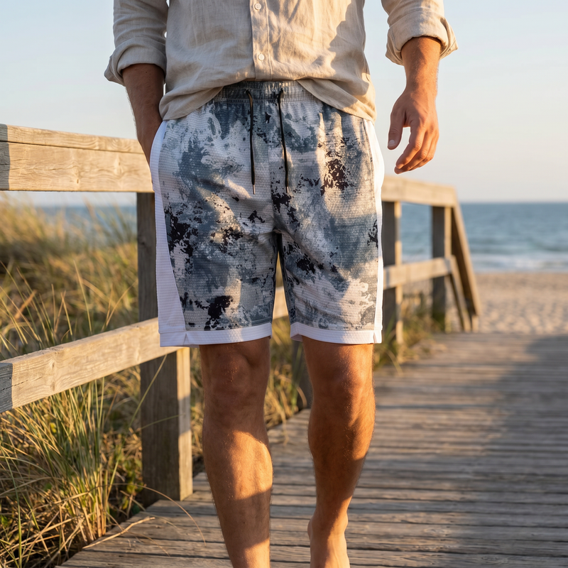 Men's Full Size Abstract Print Shorts Plus Size — lifestyle