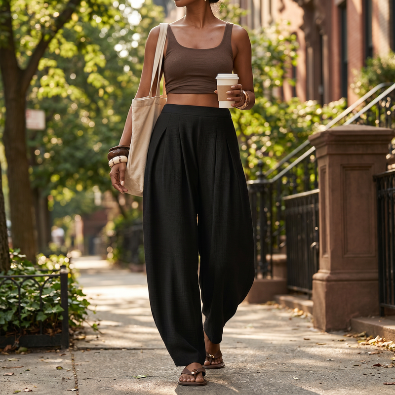 Edie Pleated Trousers — lifestyle