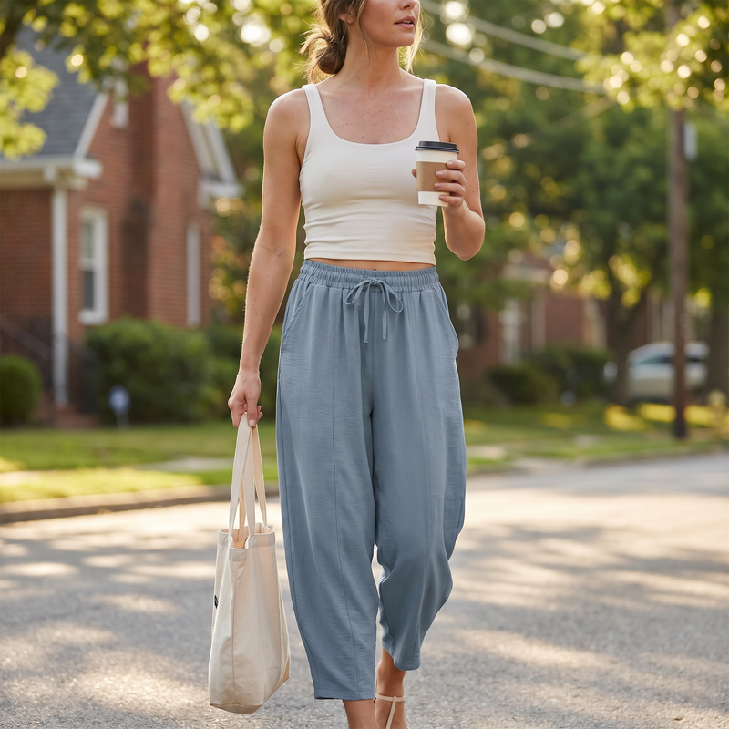 Drawstring Cropped Jogger Pants — lifestyle