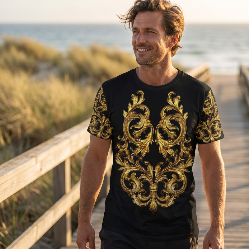Men's Graphic Round Neck Short Sleeve T-Shirt Plus Size — lifestyle