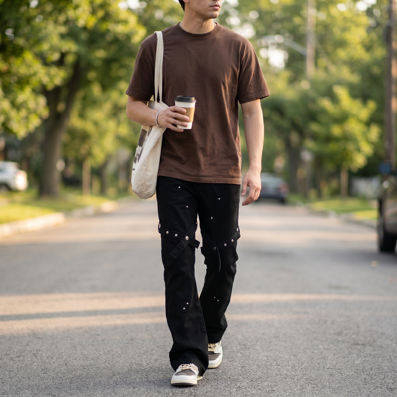 Men's Plus Size Studded Cargo Jeans — lifestyle