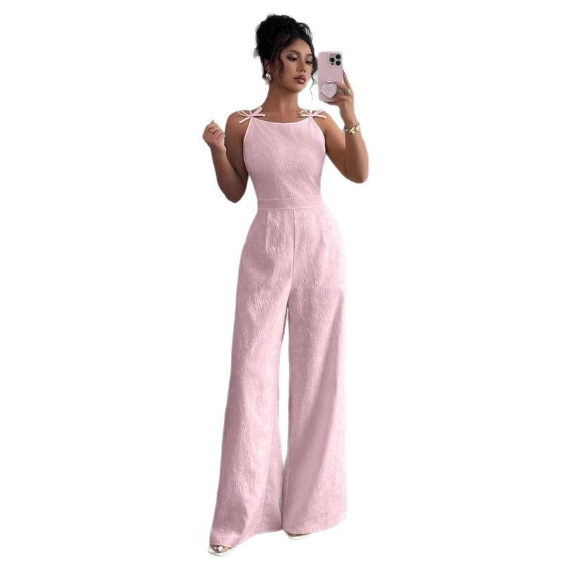 Elegant Womens Jumpsuit With A Bow At The Shou 3