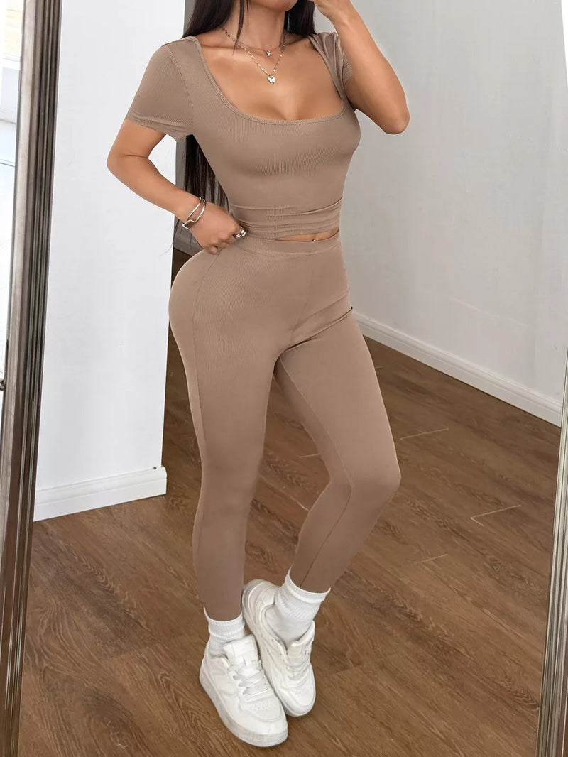 Short Sleeve Top And Leggings Set 6