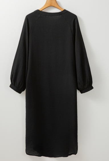Long Black Linen Duster Kimono
