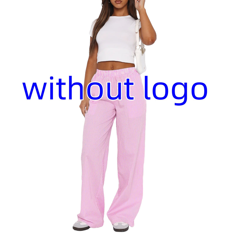 Mara Striped Wide Leg Pants — Pink stripes