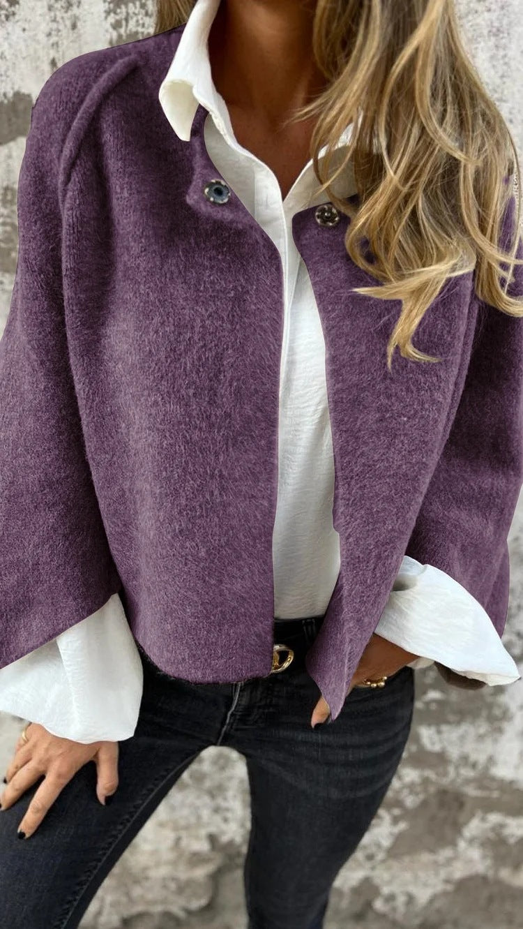 Noa Batwing Cropped Layer — Purple