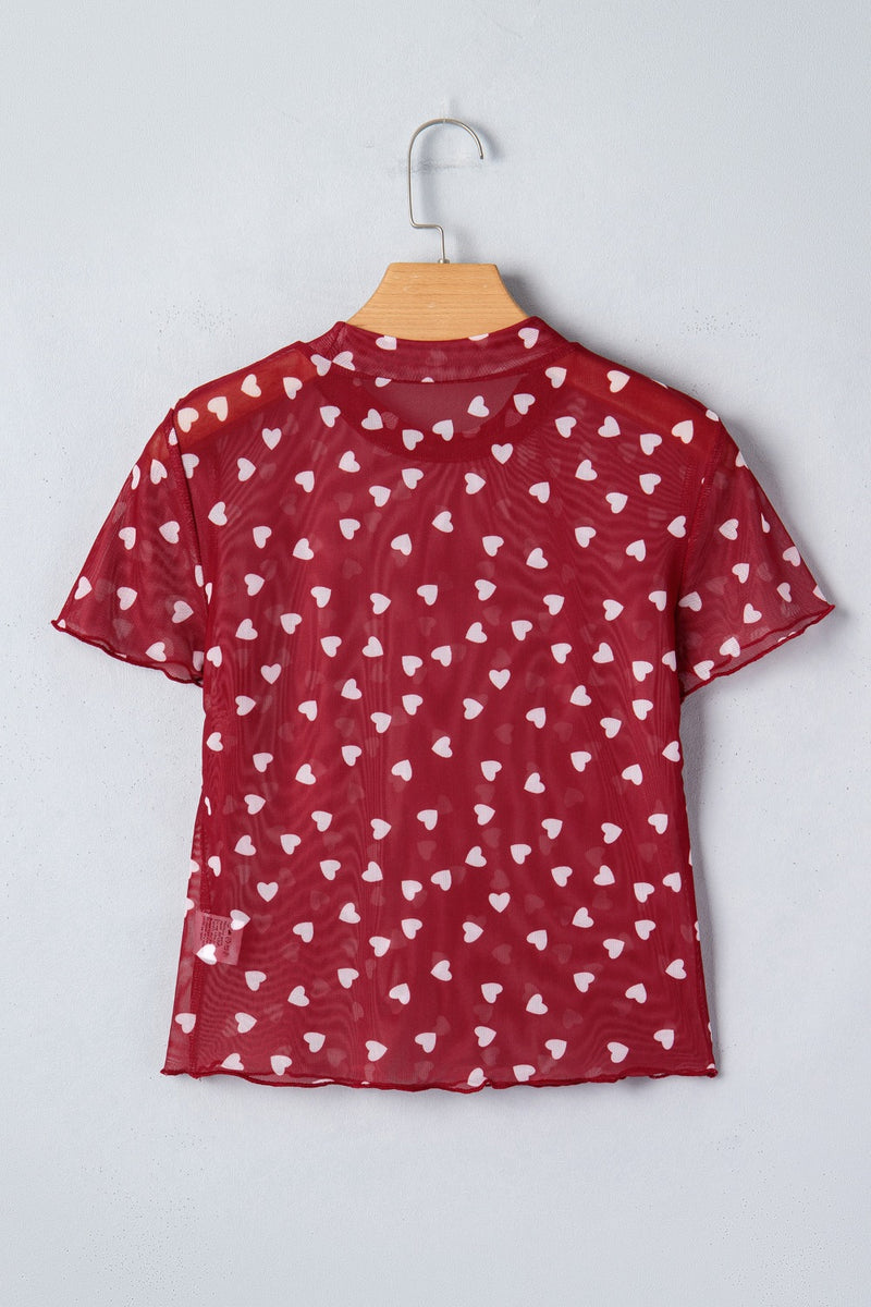 Sheer Heart Print Fitted Top 5