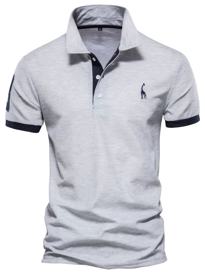 Men's Full Size Contrast Trim Classic Polo Shirt Plus Size | Hazel & June Gray