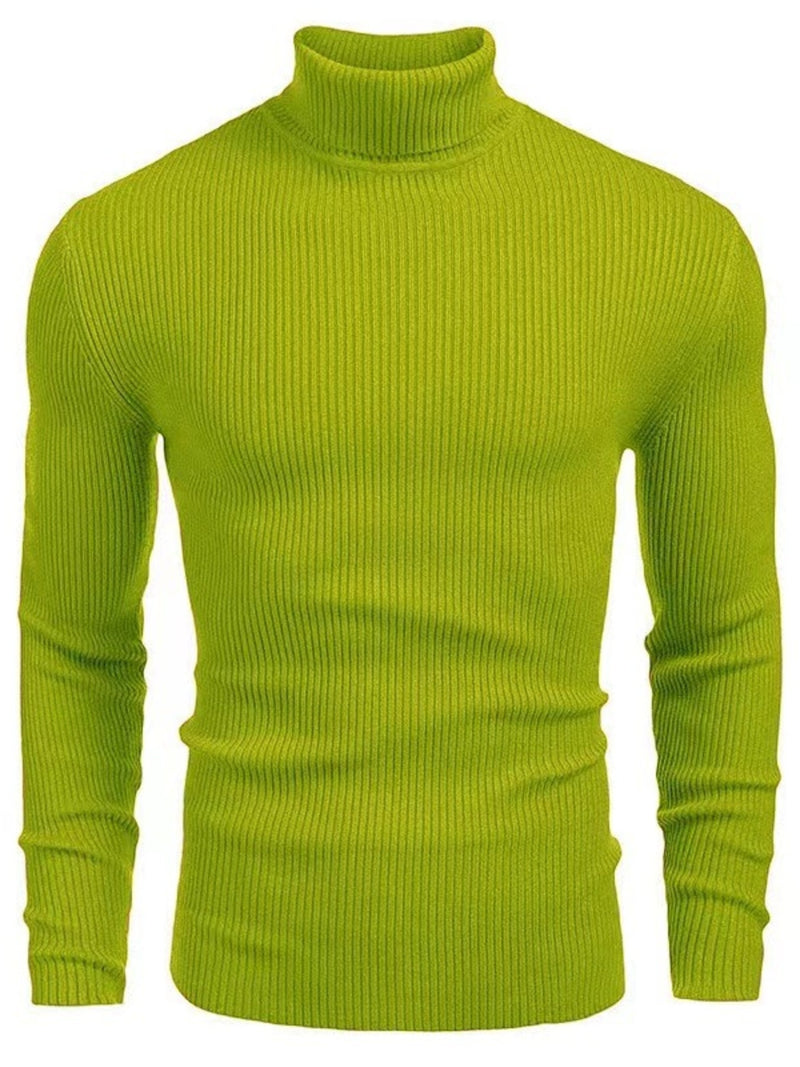 Men's Plus Size Ribbed Turtleneck Long Sleeve Sweater 10