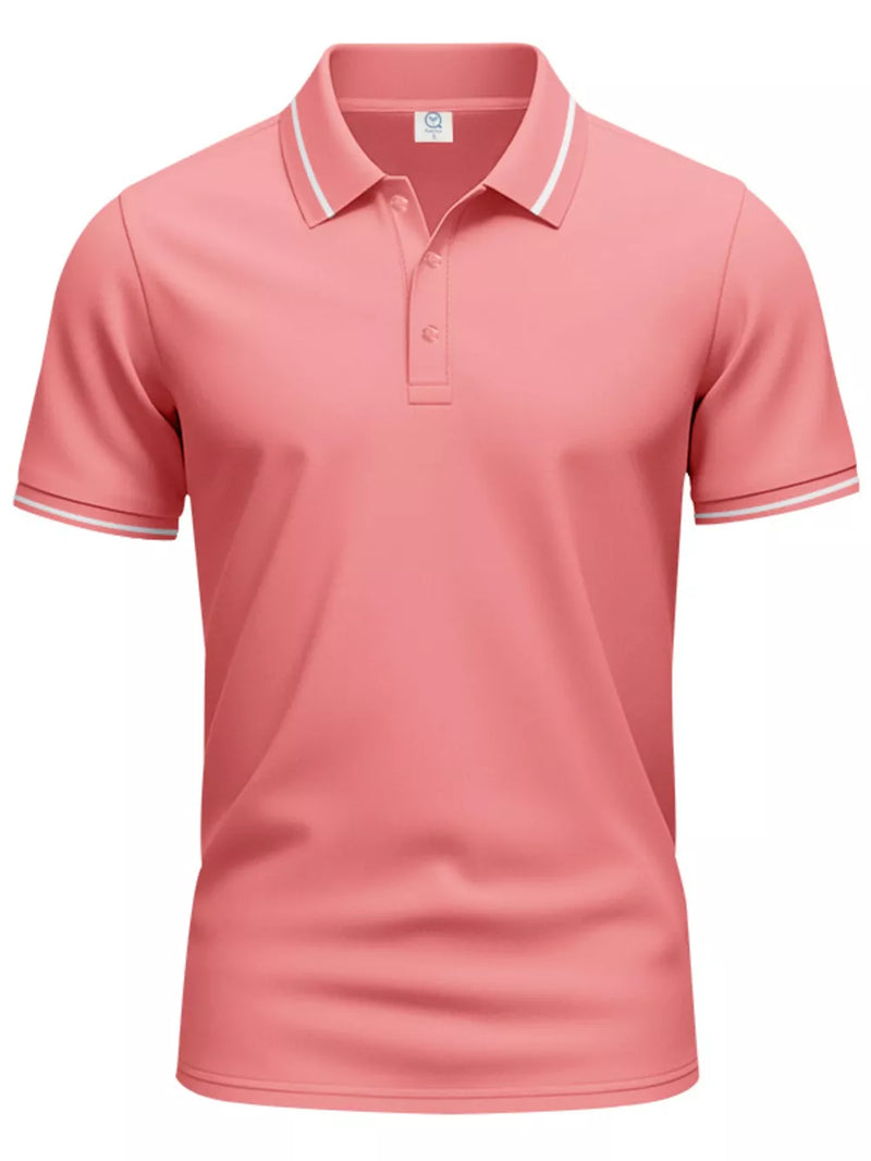 Men's Full Size Contrast Trim Short Sleeve Polo Plus Size 8