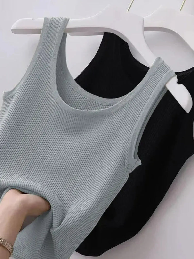 Plus Size Ribbed Knit Scoop Neck Tank Top 6