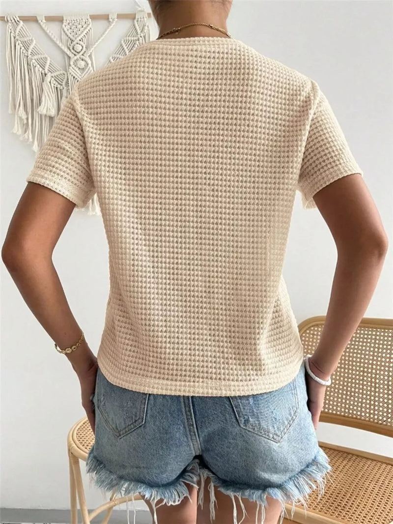 Waffle Knit Short Sleeve T-Shirt 2