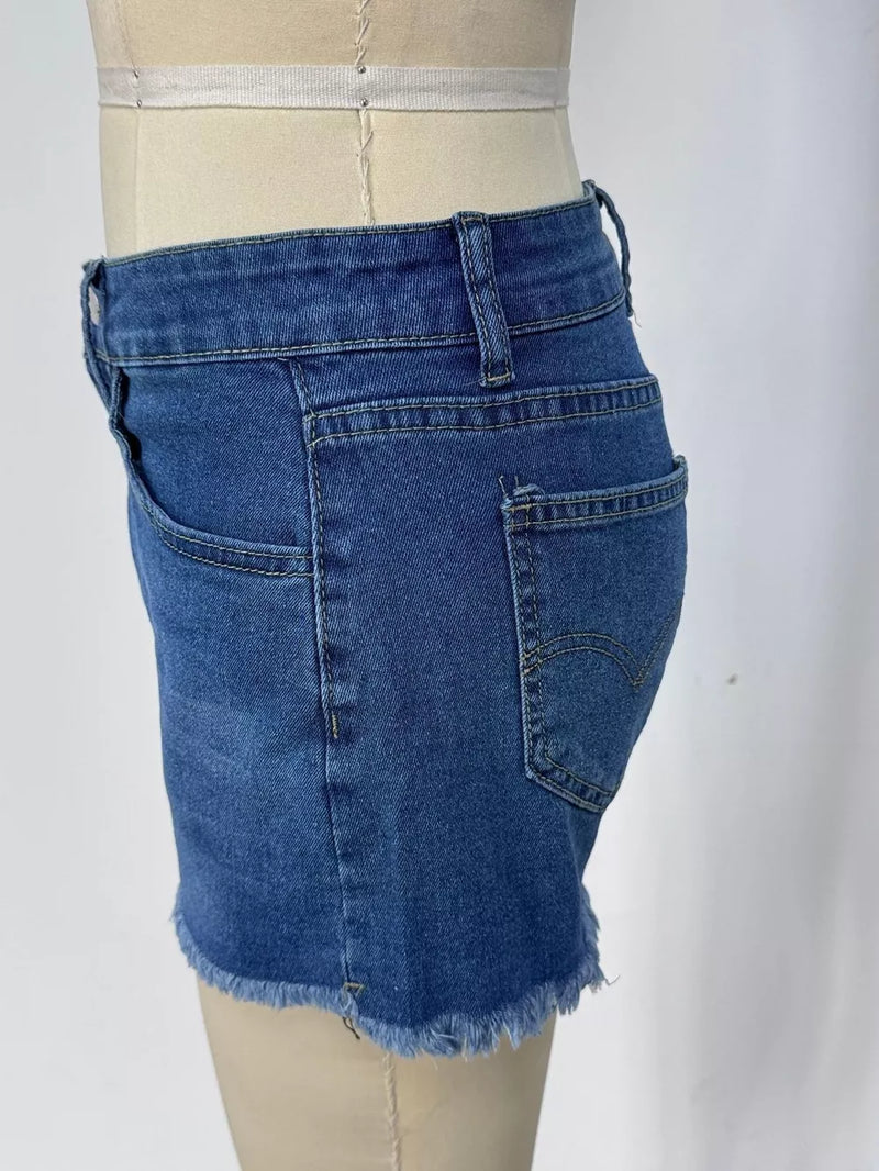 Raw Hem Denim Shorts 7