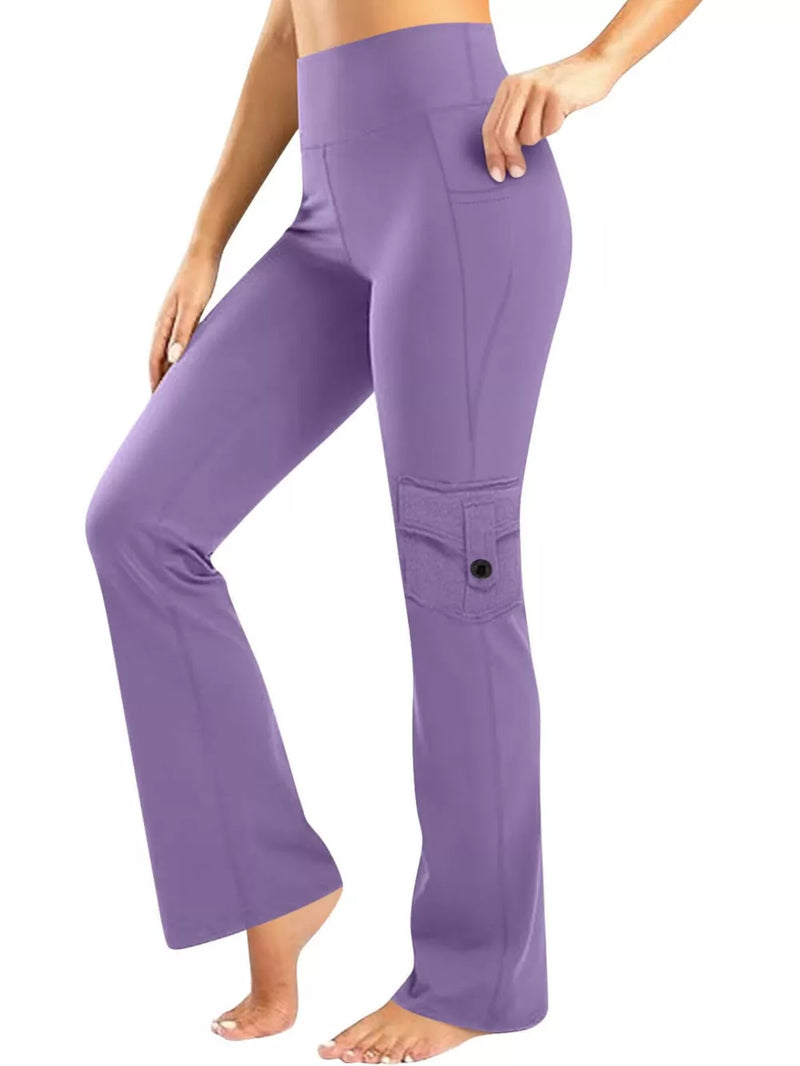 High-Waisted Yoga Pants with Pockets | Hazel & June Purple