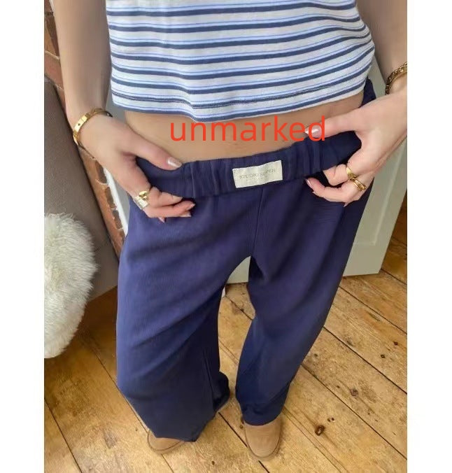 Mara Striped Wide Leg Pants — Dark Blue Unlabeled