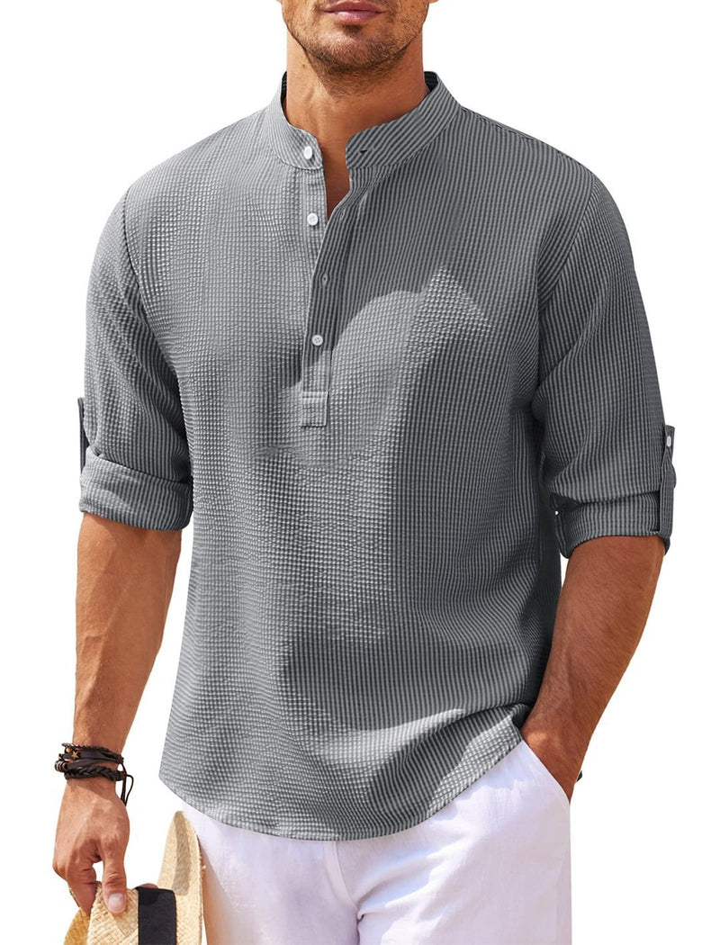 Stone Stand Collar Shirt — Dark Gray