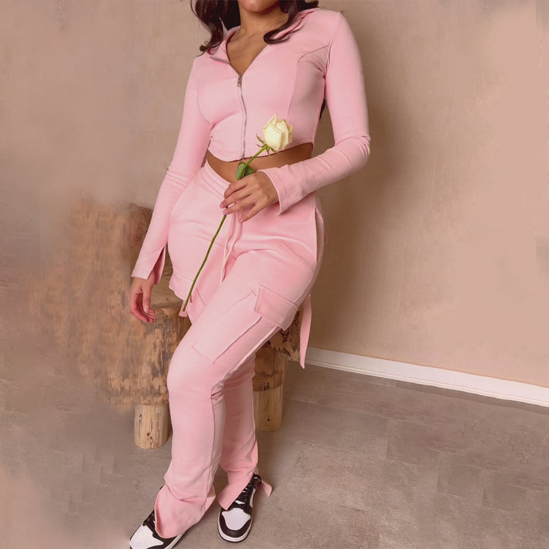 Remi Pocket Cargo Pants — Pink suit