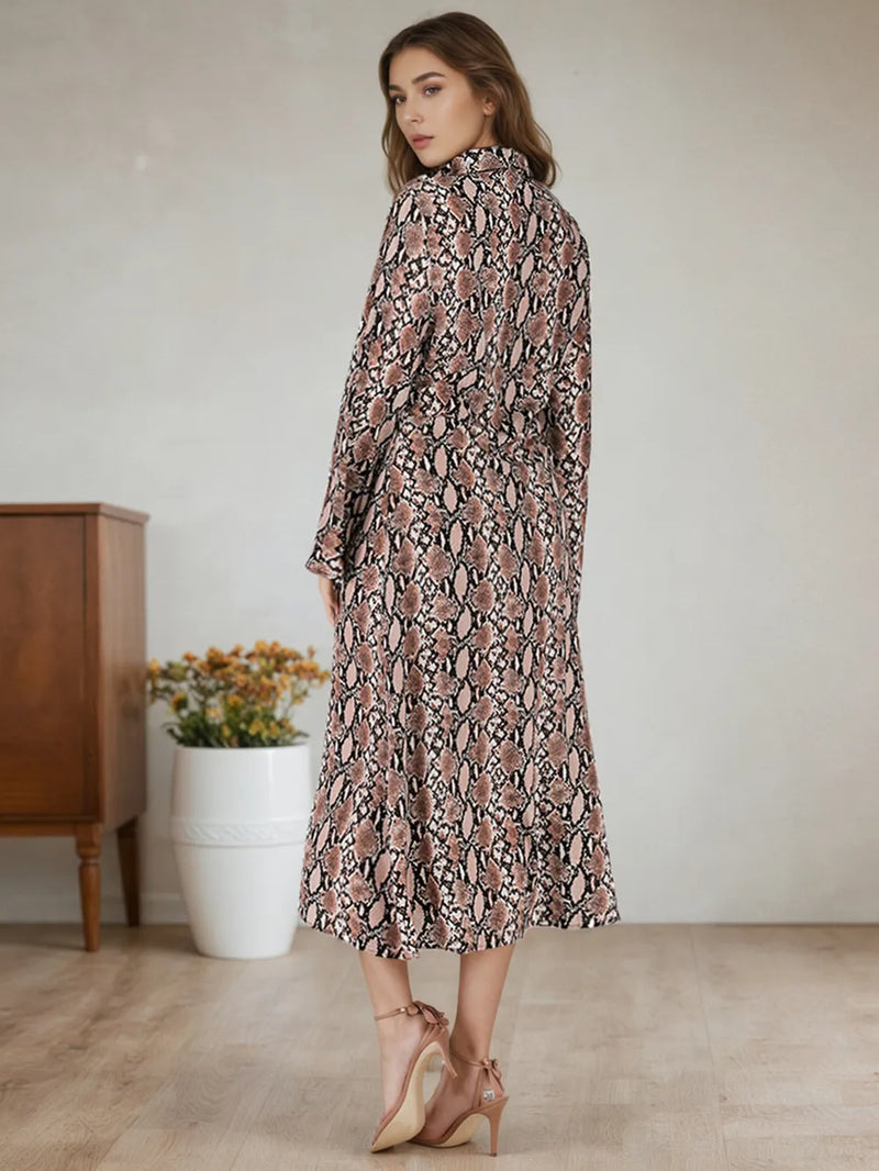 Snake Print Long Sleeve Shirt Dress 2