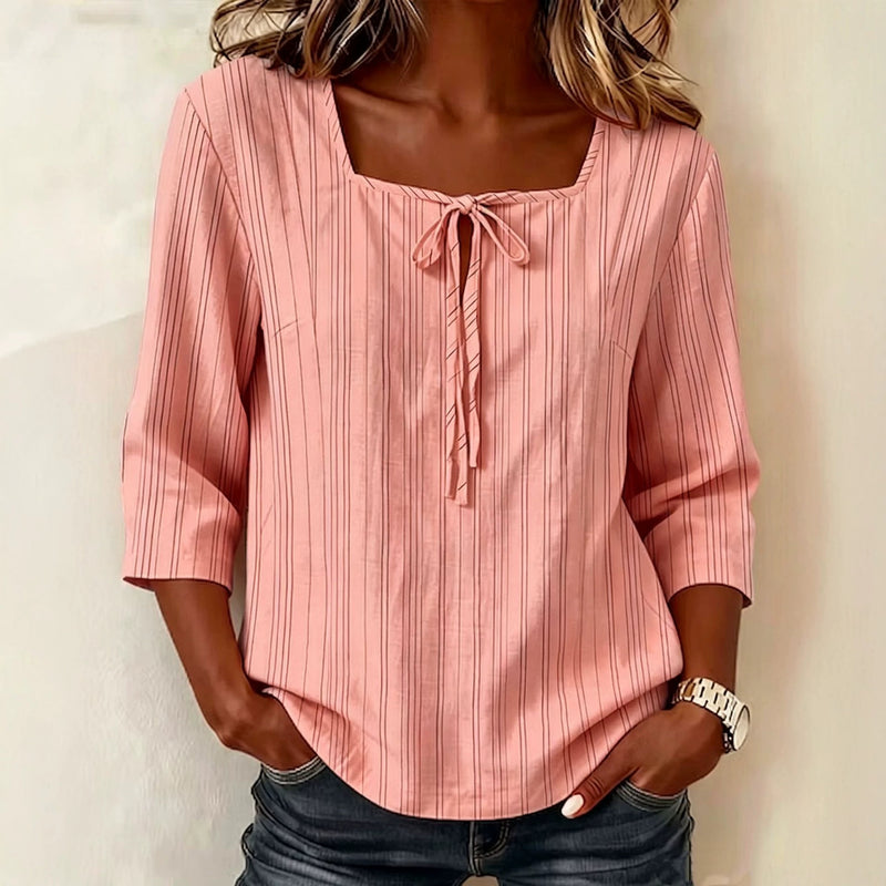 Loose-fit Casual Printed Lace-up Square-neck W 4