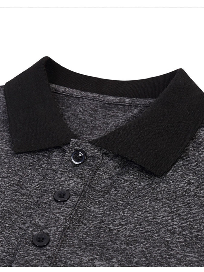 Men's Classic Heathered Polo Shirt With Contrast Collar 4