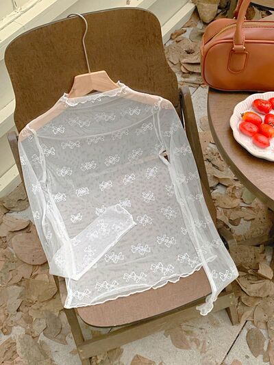 Bow Print Sheer Mesh Top 5