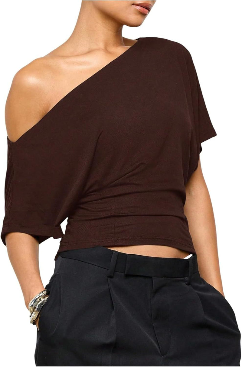 Livia Loose Summer Tee — Brown