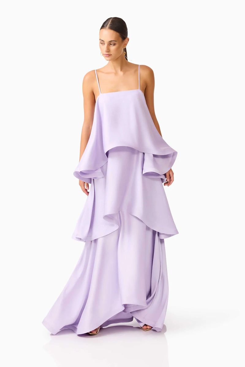 Saona vestido satén multicapa