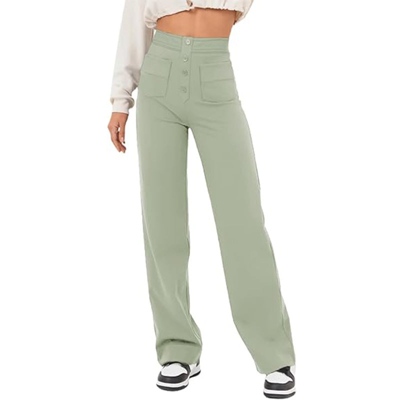 Zadie High Waist Wide Leg Pants — Light Green