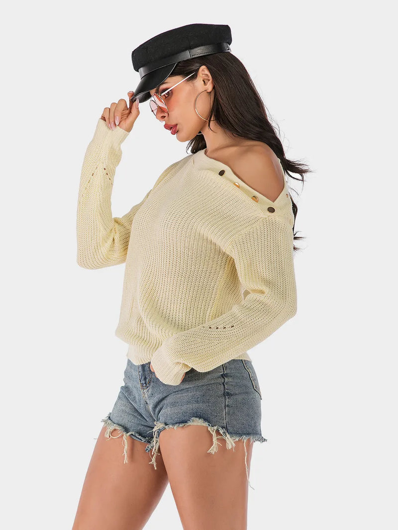 Perfee One Shoulder Long Sleeve Sweater 3
