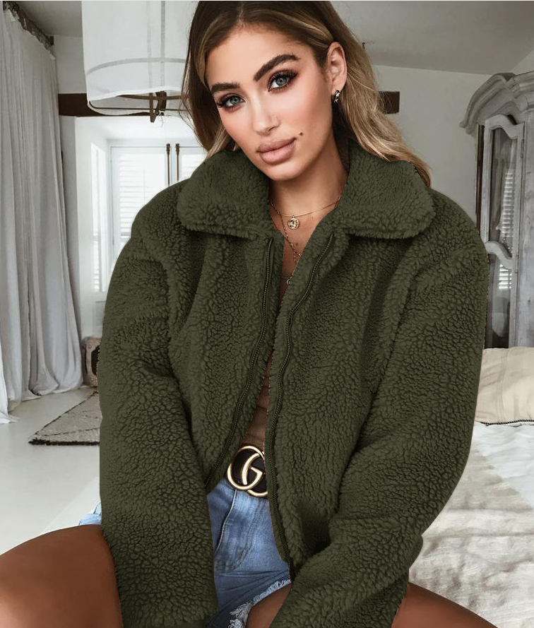 Olive Velvet Collar Jacket