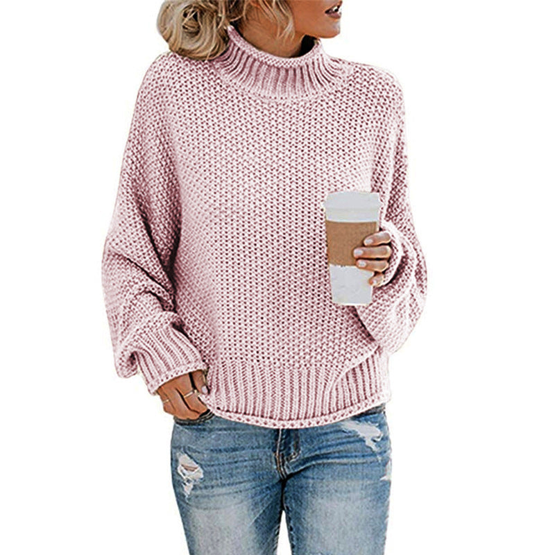 Romy Turtleneck Knit Sweater — Purple