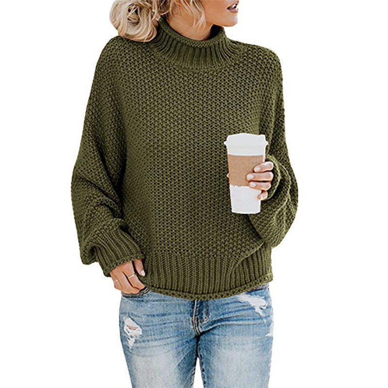 Romy Turtleneck Knit Sweater — Green