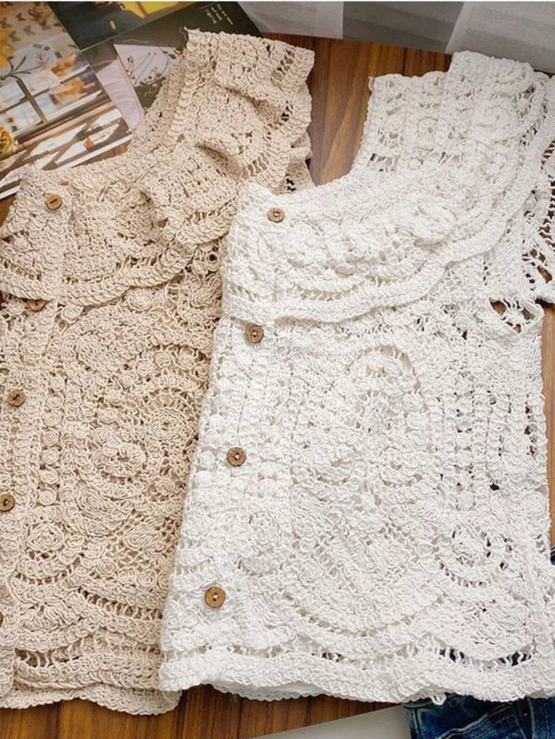 Crochet Lace Button Up Cardigan 4
