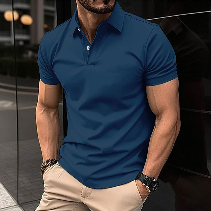 Forest Button Polo Shirt — Sea Blue