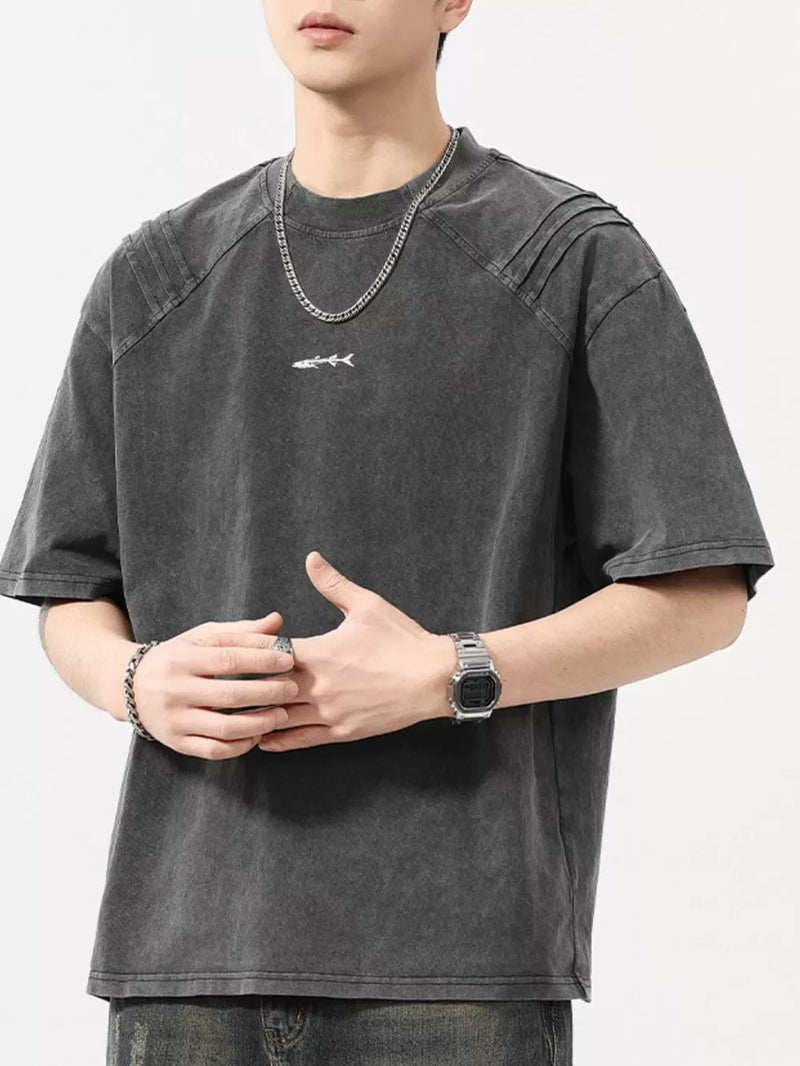 Men's Plus Size Vintage Washed Round Neck Tee 5