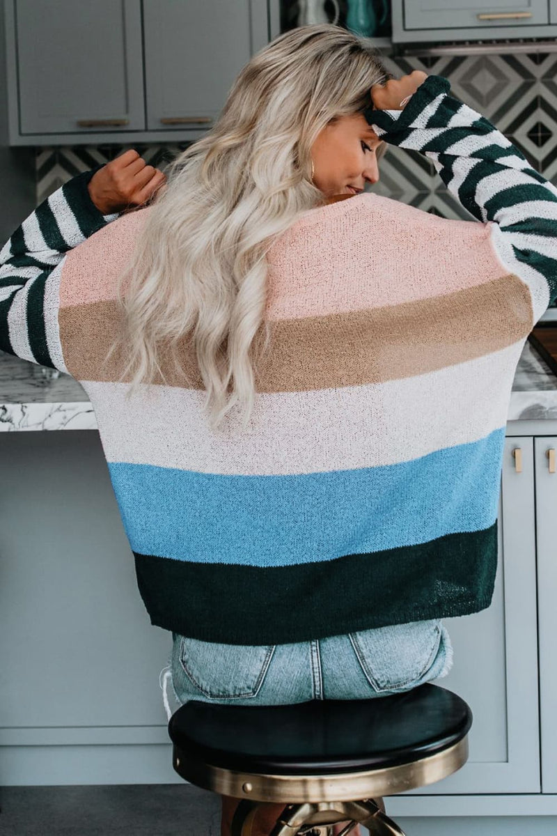 Color Block Boat Neck Dropped Shoulder Sweater | Hazel & June