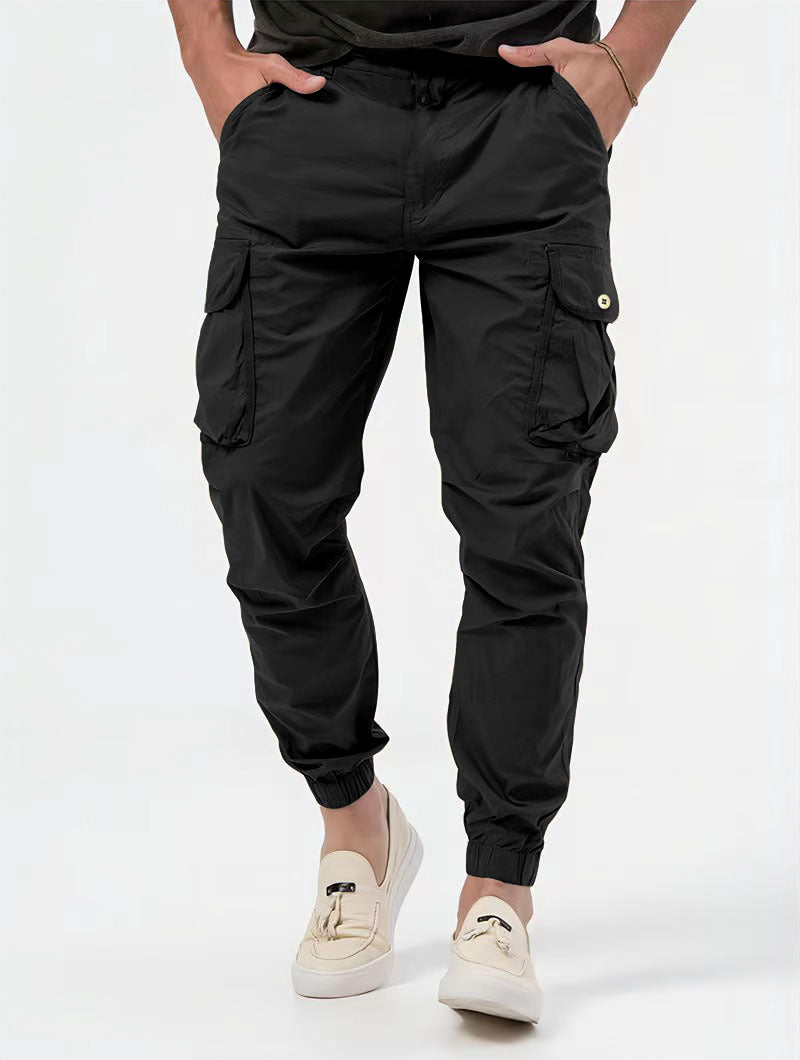 Beck Structured Cargo Trousers in Black