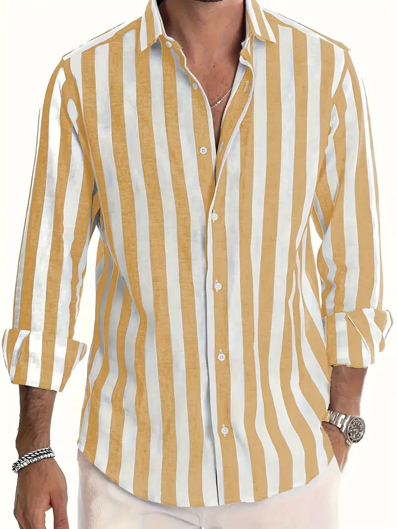 Harbor Striped Long Sleeve Shirt — HDCS13 Yellow