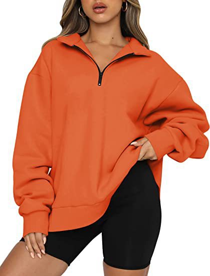 Sloane Zip-Collar Sweatshirt — Orange