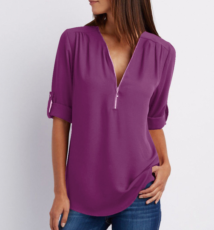 Harlow Relaxed V-Neck Top in Violet