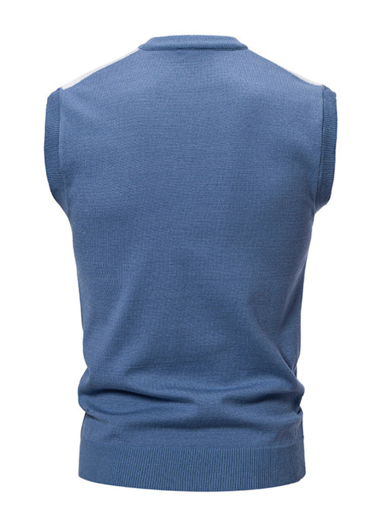 Men's Plus Size Diamond Pattern V-Neck Sweater Vest 7