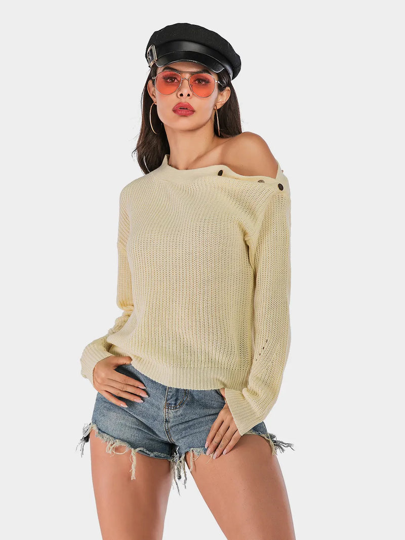 Perfee One Shoulder Long Sleeve Sweater 1